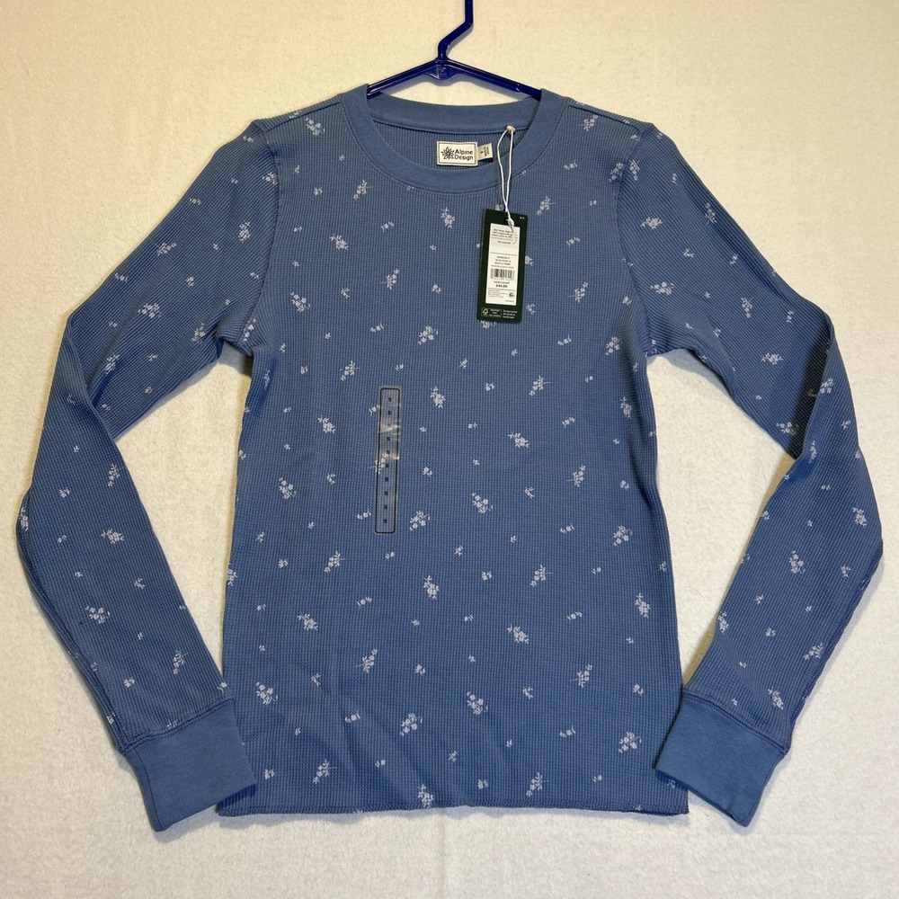 Alpine Design Women's Peak Long Sleeve Waffle Shirt Basin Blue Small NWT
